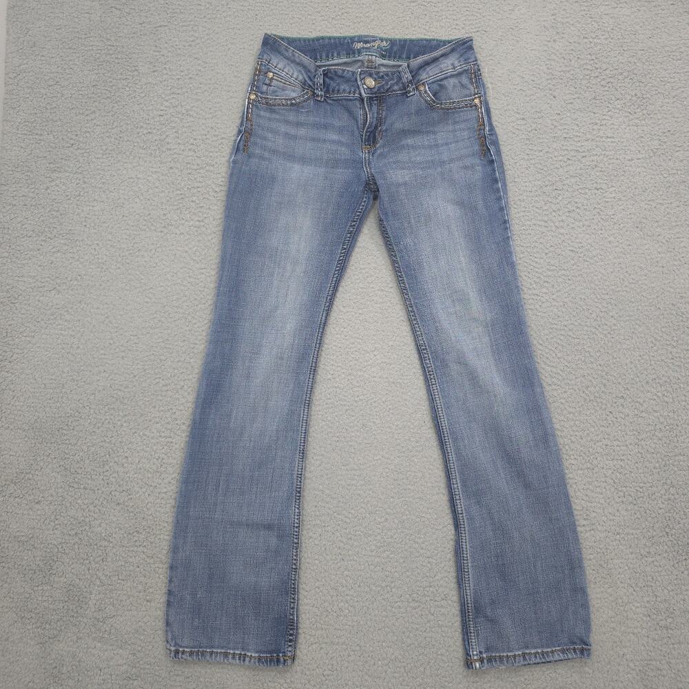WRANGLER Retro Sadie 30X32 Bootcut Jeans Thick Stitch Teal Medium Wash Cowgirl